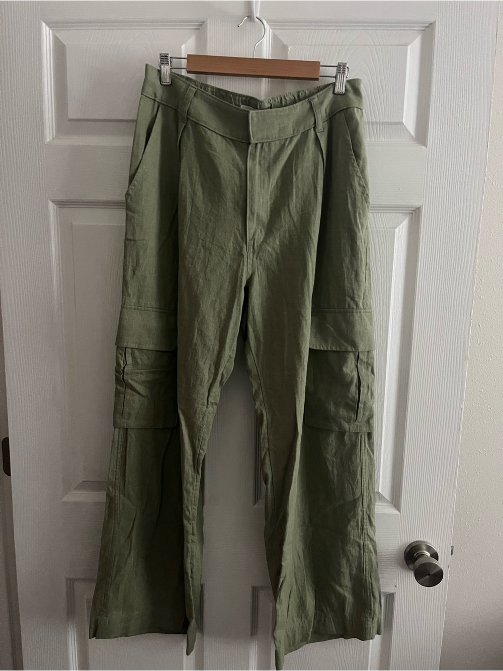 Abercrombie & Fitch Olive 🫒 Linen Blend Cargo Pants